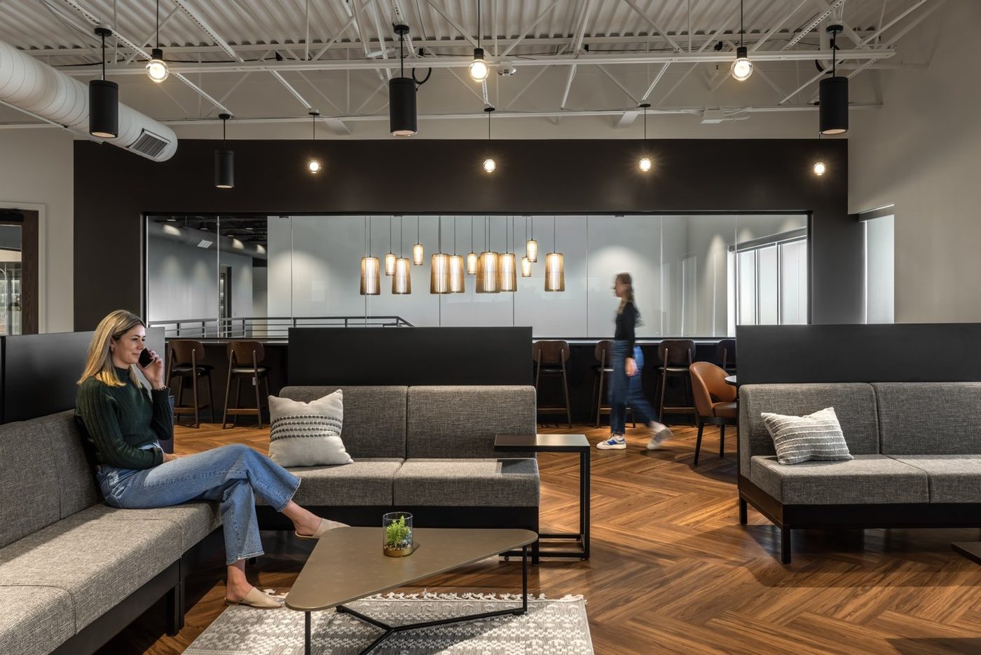 Co-Revel coworking lounge at Revelance Mason Ohio