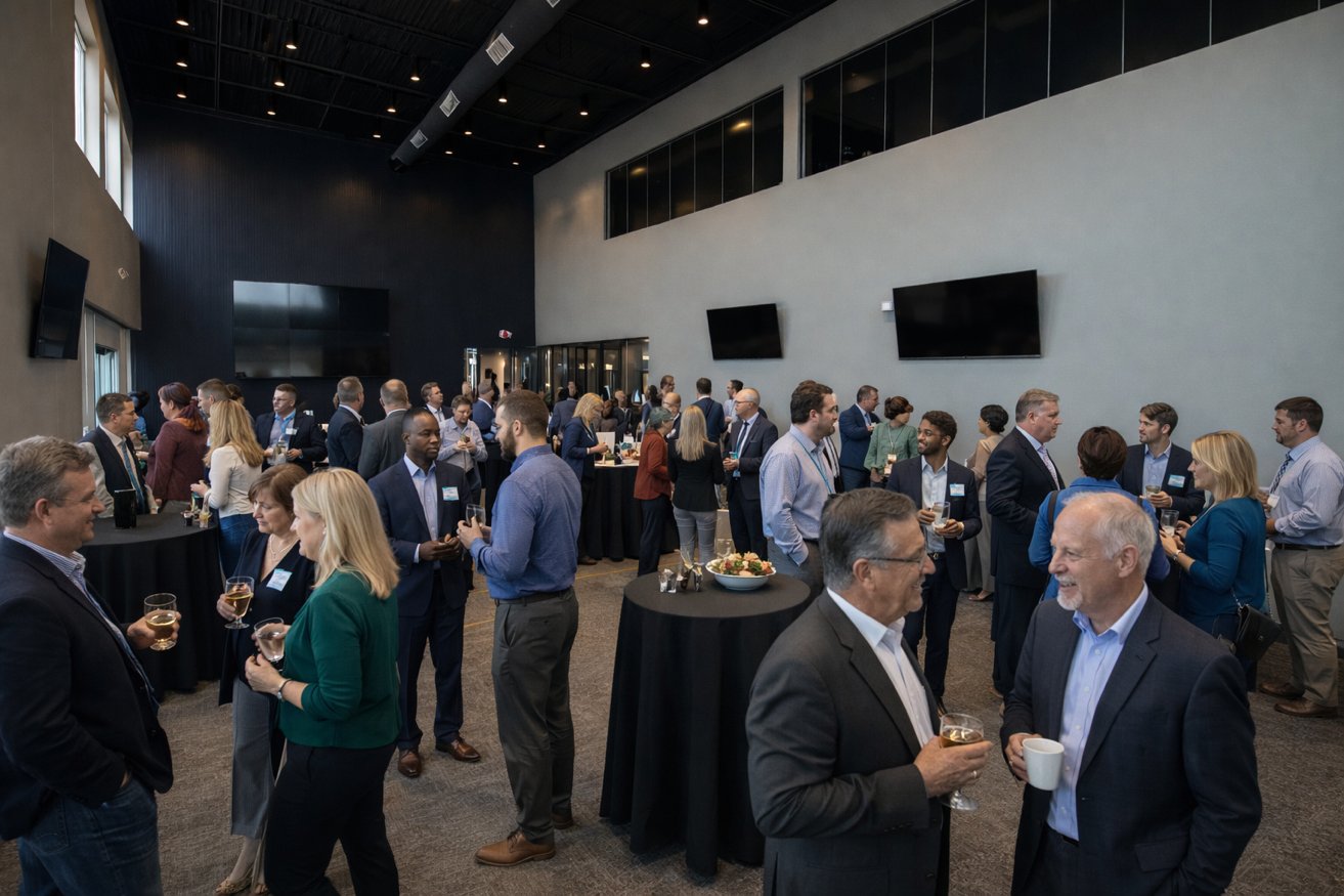 Networking reception in the Revel Room